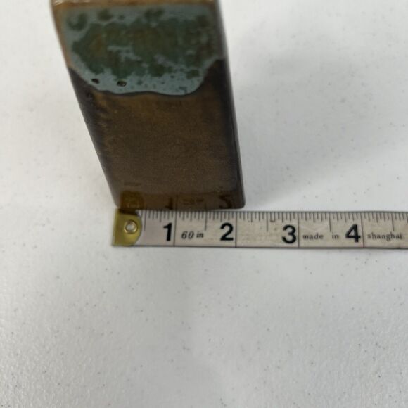 Anna Van Briggle Brown Green Drip Triangle Creamer Signed American Art Pottery - Picture 9 of 10